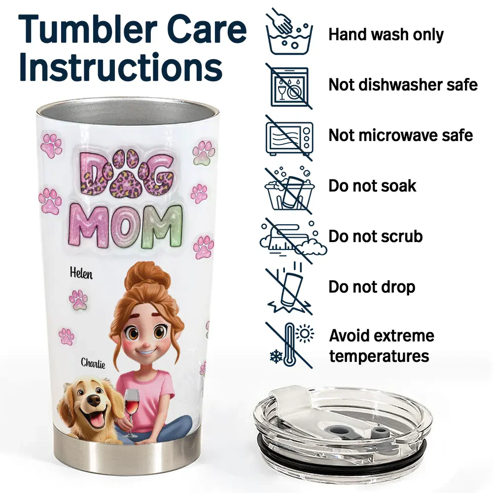 Dog Mom 3D Effect - Personalized Tumbler