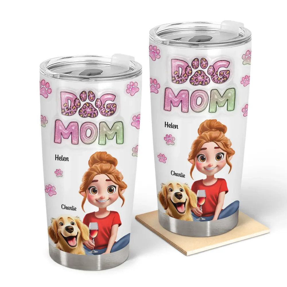 Dog Mom 3D Effect - Personalized Tumbler