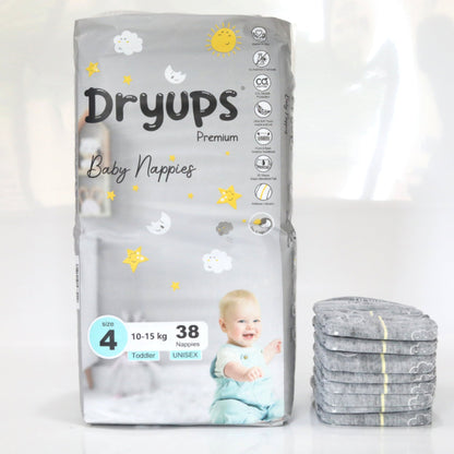 Dryups Premium Nappies Unisex Size 4 Toddler (10-15kg)
