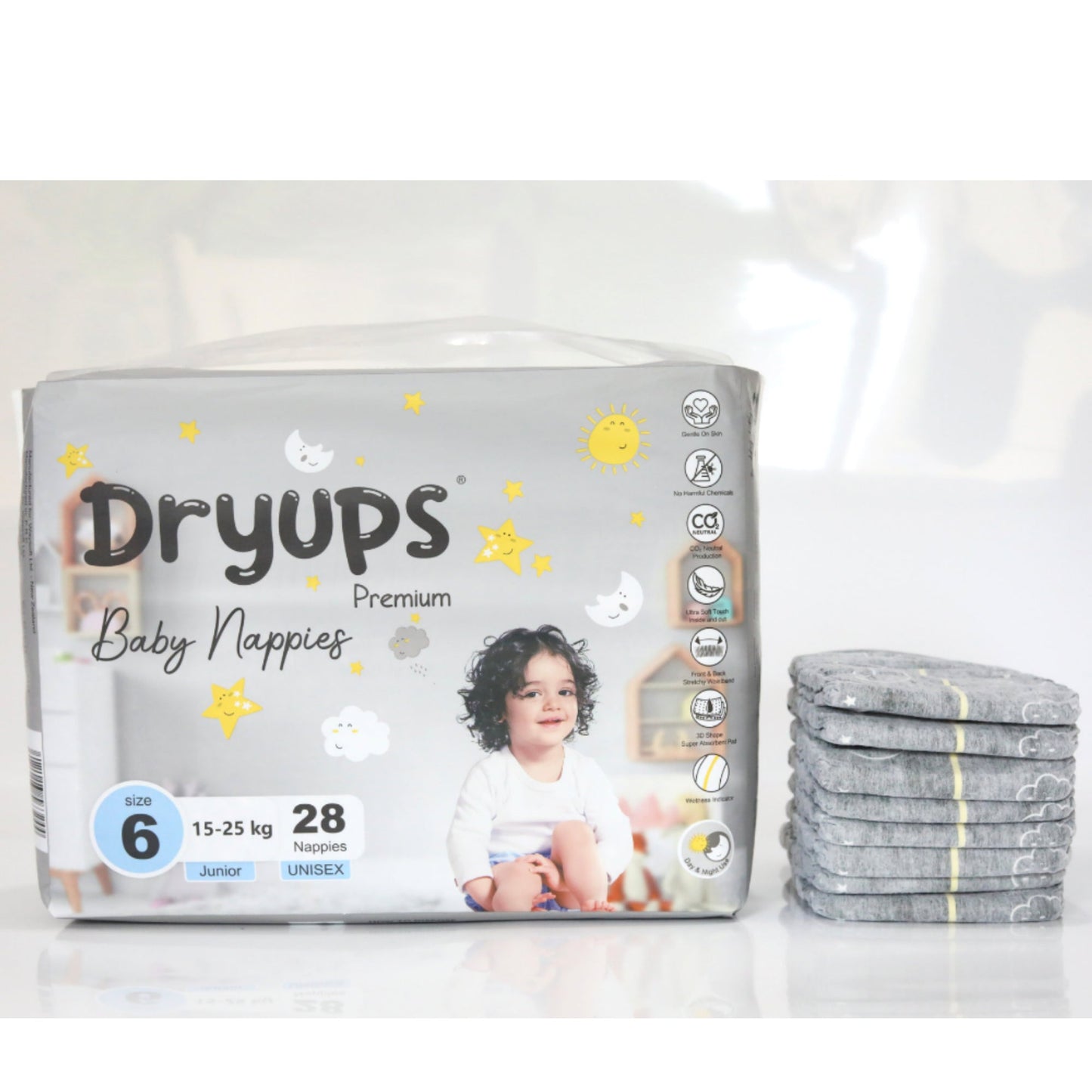 Dryups Premium Nappies Unisex Size 6 Junior (15-25kg)