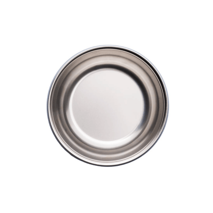 Stainless steel bowl on a white background