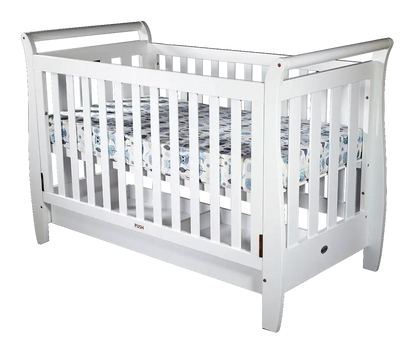 Kapai NOVA Wooden Drop Side Cot with Drawer - WHITE