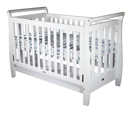 Kapai NOVA Wooden Drop Side Cot with Drawer - WHITE