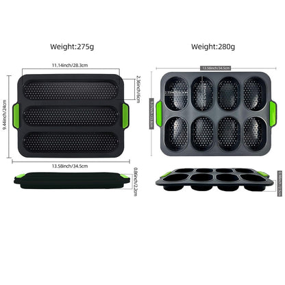 2pcs Silicone Cake Moulds Baking Pan Tray for French Bread Burger Mold
