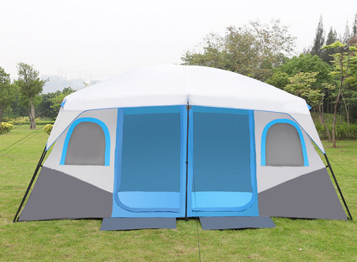 Camping Tent 420x305x210cm - Blue/Grey/White