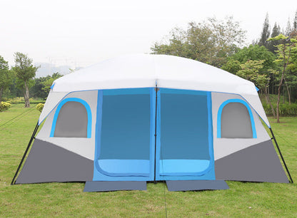 Camping Tent 420x305x210cm - Blue/Grey/White