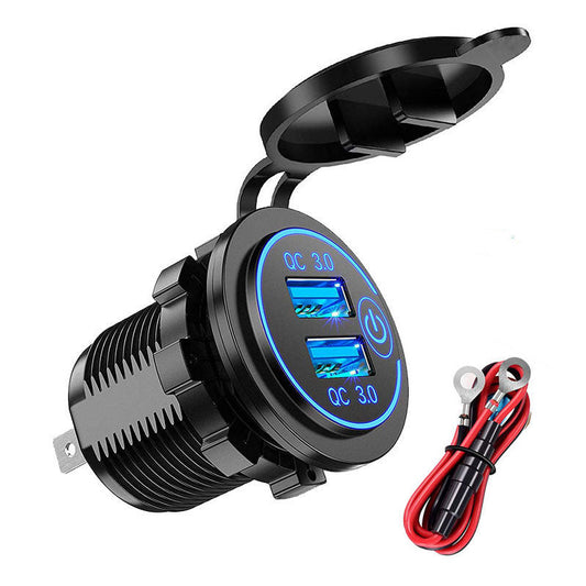 Car Dual USB 12V-24V Charger Quick Charge QC 3.0 Socket Power Outlet - salelink.co.nz