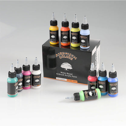 12 Colours 30ml Acrylic Airbrush Paint Set