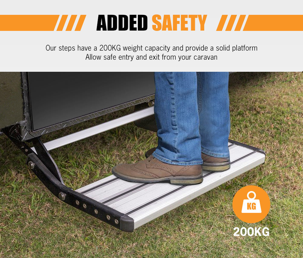 Caravan Step Aluminium Pull Out Folding Caravan Step Camper Trailer Motorhome RV - salelink.co.nz