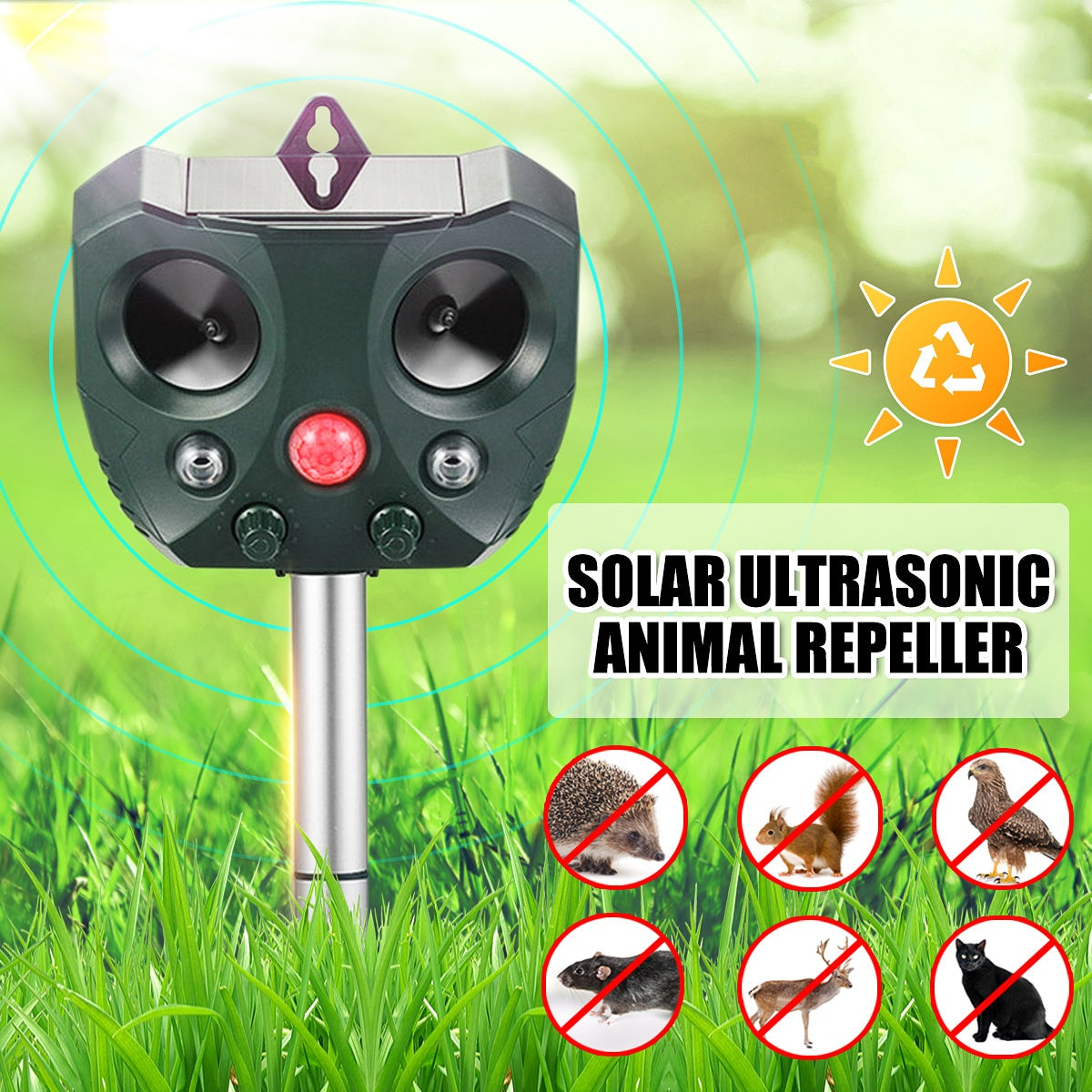 Solar Ultrasonic Bird Repeller Pest Animal Possum Deterrent