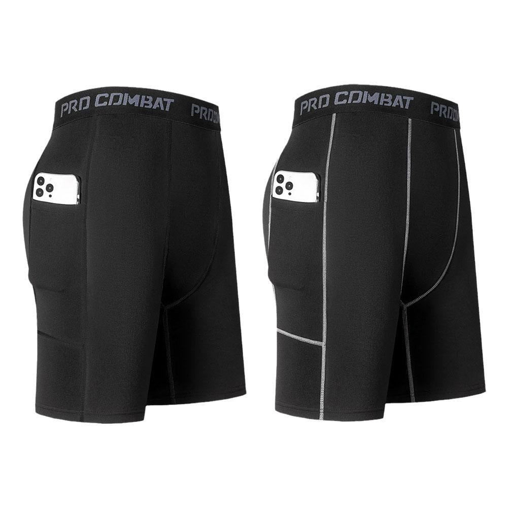 Men's Compression Shorts with Pockets – Quick-Dry Base Layer for Running, Gym & Sports
