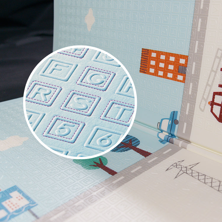 200x150x1 cm Foldable Baby Playmat with Carry Bag - Elephant & Curve Both Sides-F