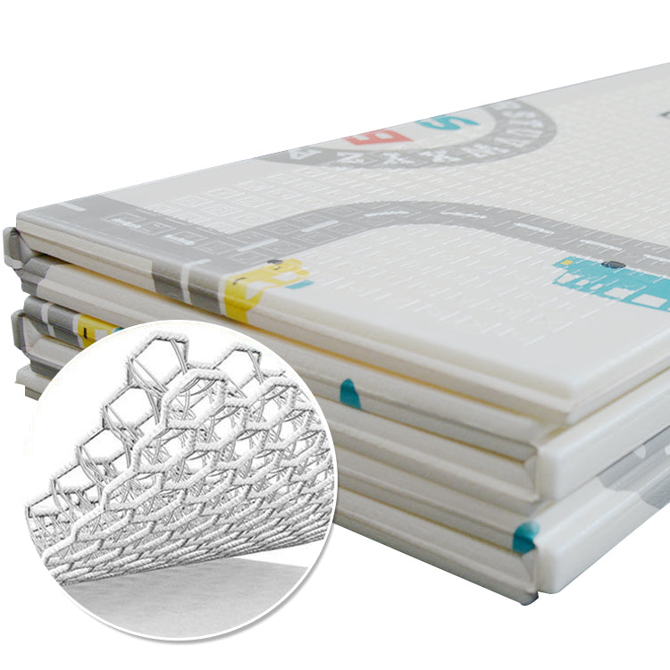 200x150x1 cm Foldable Baby Playmat with Carry Bag - Elephant & Curve Both Sides-F