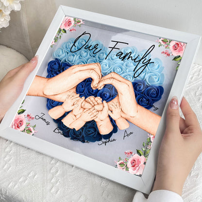 Our Family Hands - Personalized Flower Shadow Box