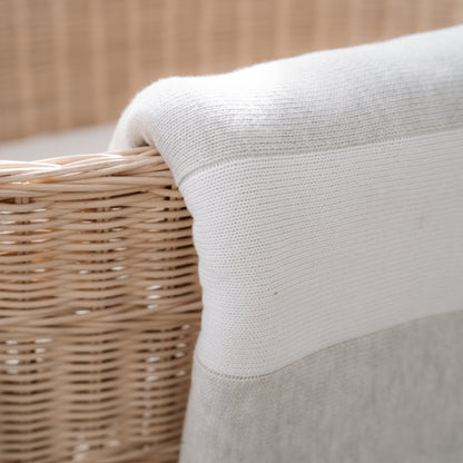Knit blanket - Large stripes milk and mist