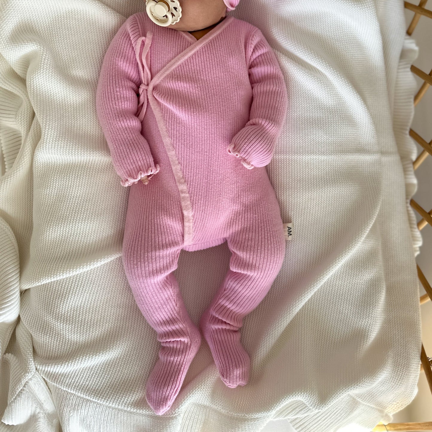 Basics ribbed knit onesie- Cherry Blossom