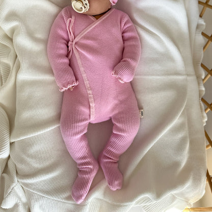 Basics ribbed knit onesie- Cherry Blossom