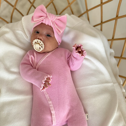 Basics ribbed knit onesie- Cherry Blossom