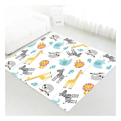 180x150x1 cm Foldable Baby Playmat with Carry Bag - Africa Animals & Curve Both Sides-G