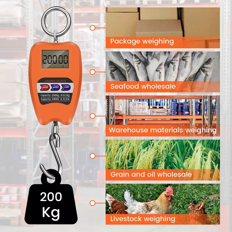 Crane Scale Weighing Digital Industrial Hanging Scale 200Kg