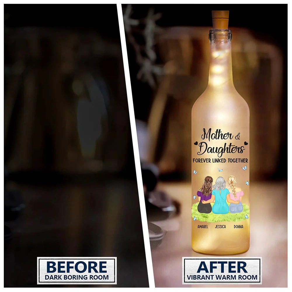 Mother & Daughter Forever Linked Together - Personalized Bottle Light