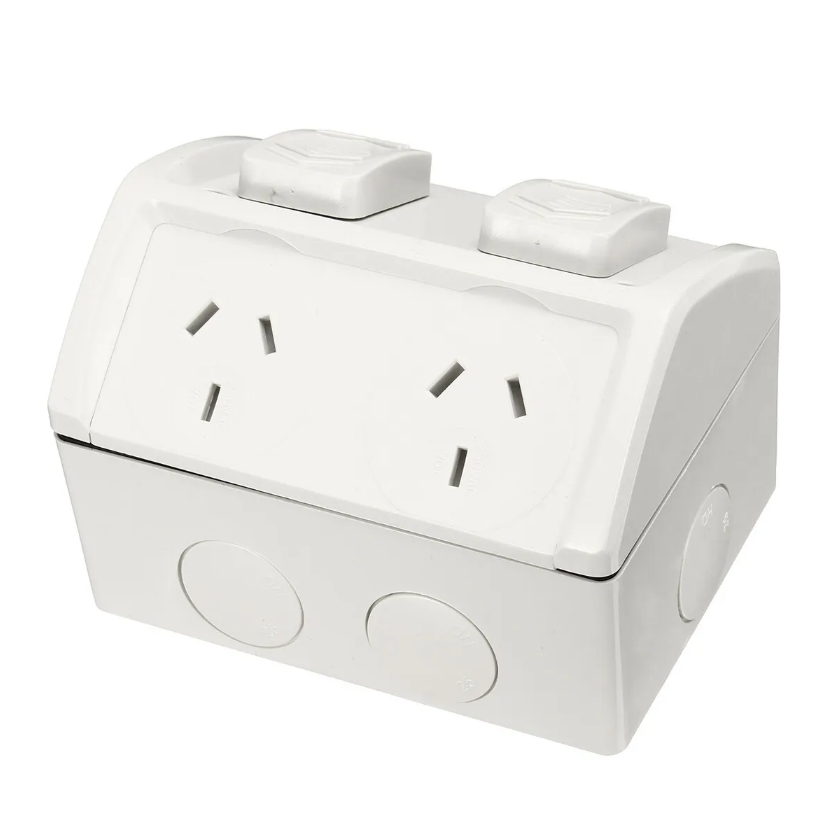 Weatherproof Double GPO Power Point Outlet 10Amp IP53 - salelink.co.nz