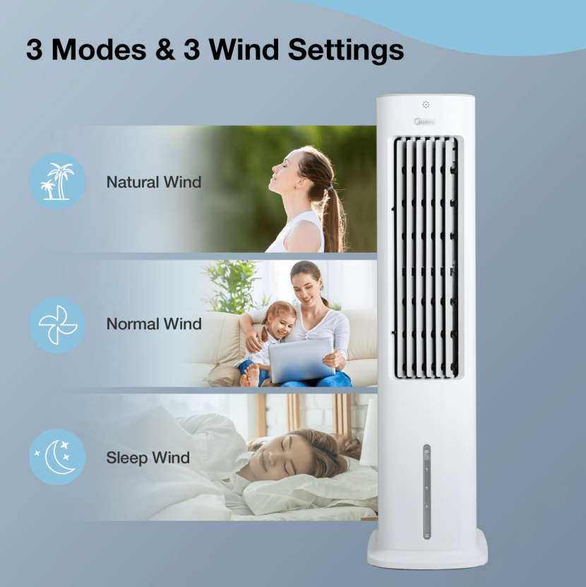 Midea Tower Fan Cooler Remote Control 4.8L Water Tank - salelink.co.nz