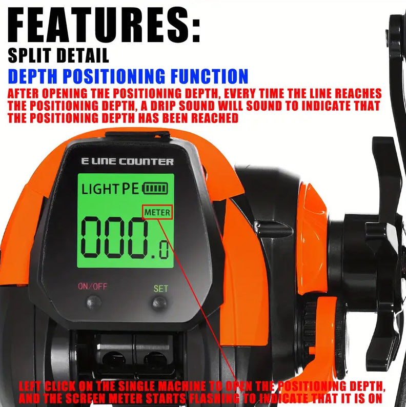 Baitcasting Fishing Reel With Electronic Led Screen 7.2:1 10kg Max Drag