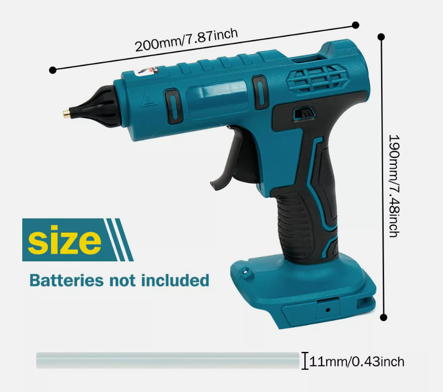 Cordless Hot Melt Glue Gun with 20 Pcs Sticks Fit Makita 18V Battery - salelink.co.nz