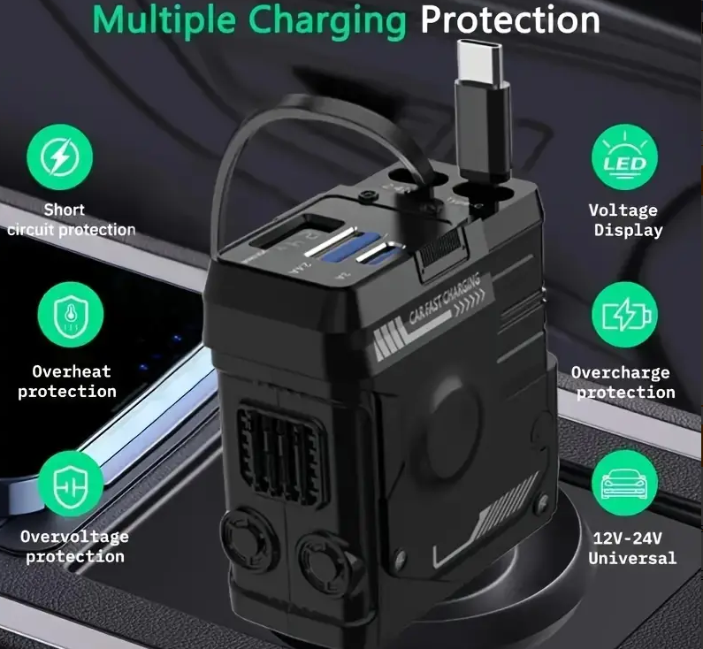 Cigarette Light Adapter Charger with Type C Cable - salelink.co.nz