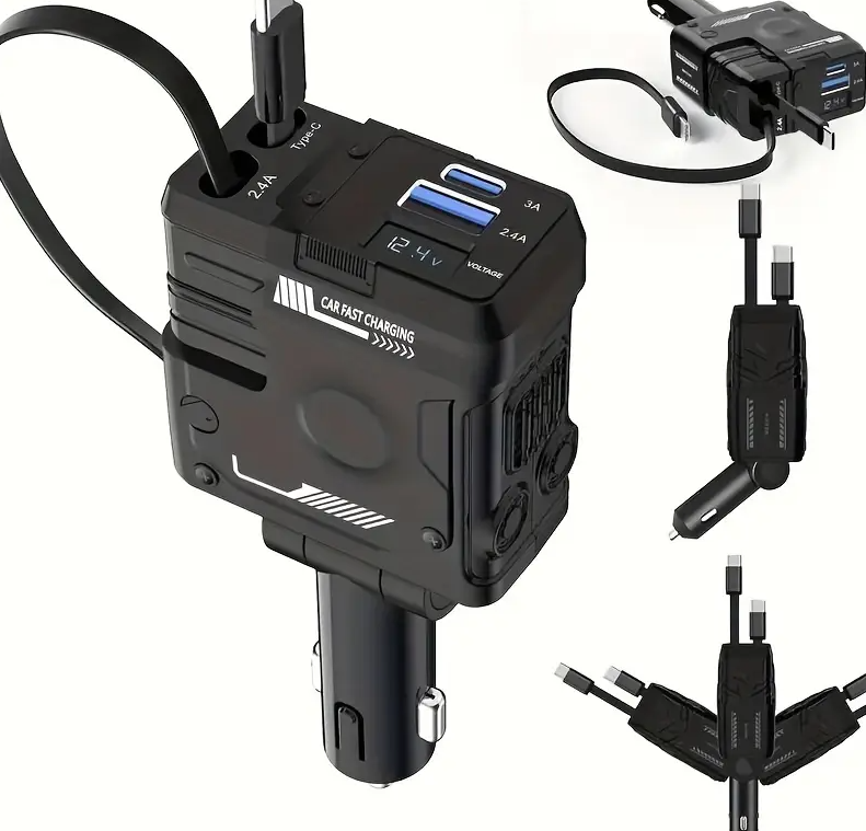 Cigarette Light Adapter Charger with Type C Cable - salelink.co.nz