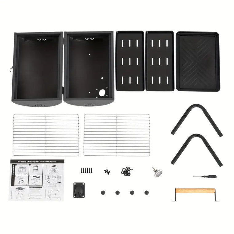 Portable Charcoal Grill, Tabletop Outdoor Barbecue Smoker, Small BBQ Grill