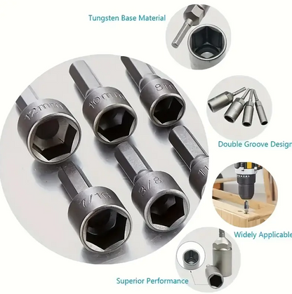 14Pcs 1/4 Inch Hex Shank Power Nut Driver Drill Bit Set Socket Wrench - salelink.co.nz
