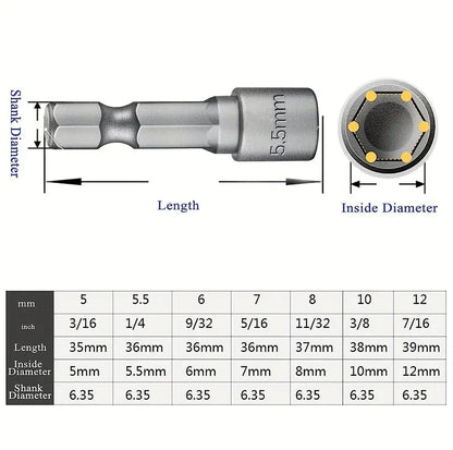 14Pcs 1/4 Inch Hex Shank Power Nut Driver Drill Bit Set Socket Wrench