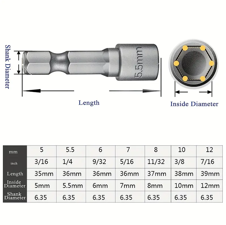 14Pcs 1/4 Inch Hex Shank Power Nut Driver Drill Bit Set Socket Wrench - salelink.co.nz