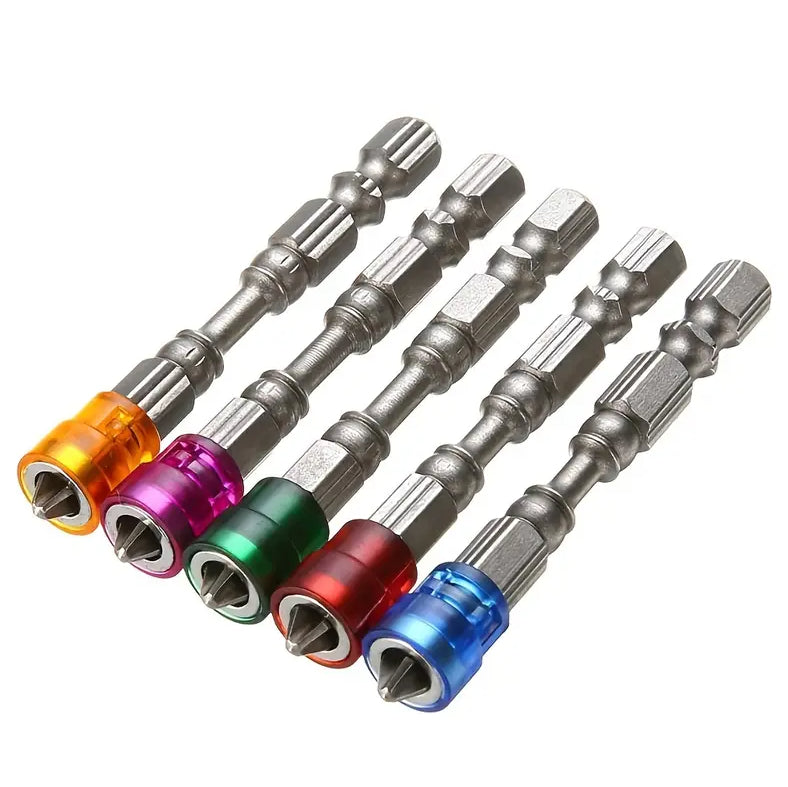 5pcs Magnetic Drill Bit Set - 65mm S2 Steel Phillips Head, 1/4 Inch Hex Shank For Power Screwdriver