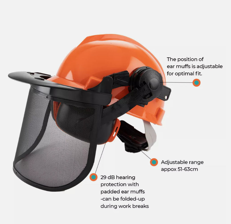 at Safety Helmet Face Shield With Visor Ear Muff for Chainsaw