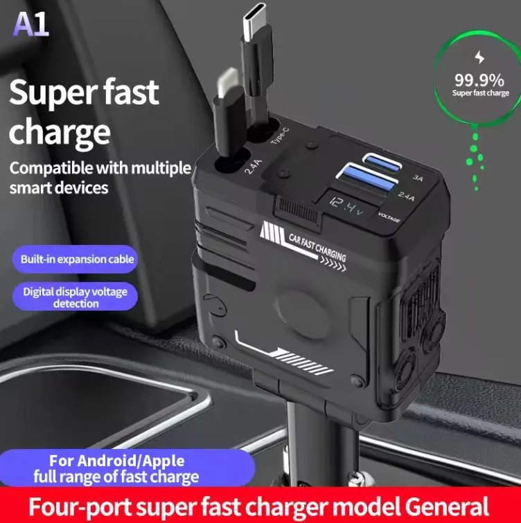 Cigarette Light Adapter Charger with Type C Cable - salelink.co.nz