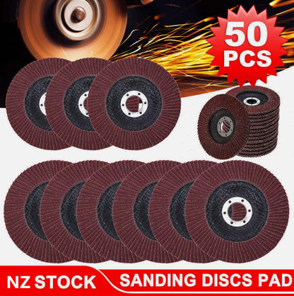 50Pcs Abrasive 5'' 125MM Metal Sanding Flap Disc Angle Grinder 80 Grit - salelink.co.nz