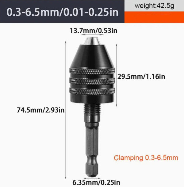 Drill Chuck Adapter - Hex 0.3-6.5mm
