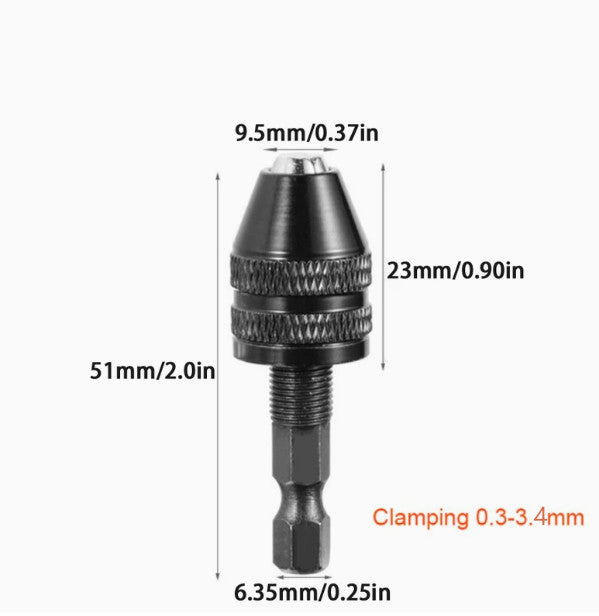 Drill Chuck Adapter - Hex 0.3-3.4mm