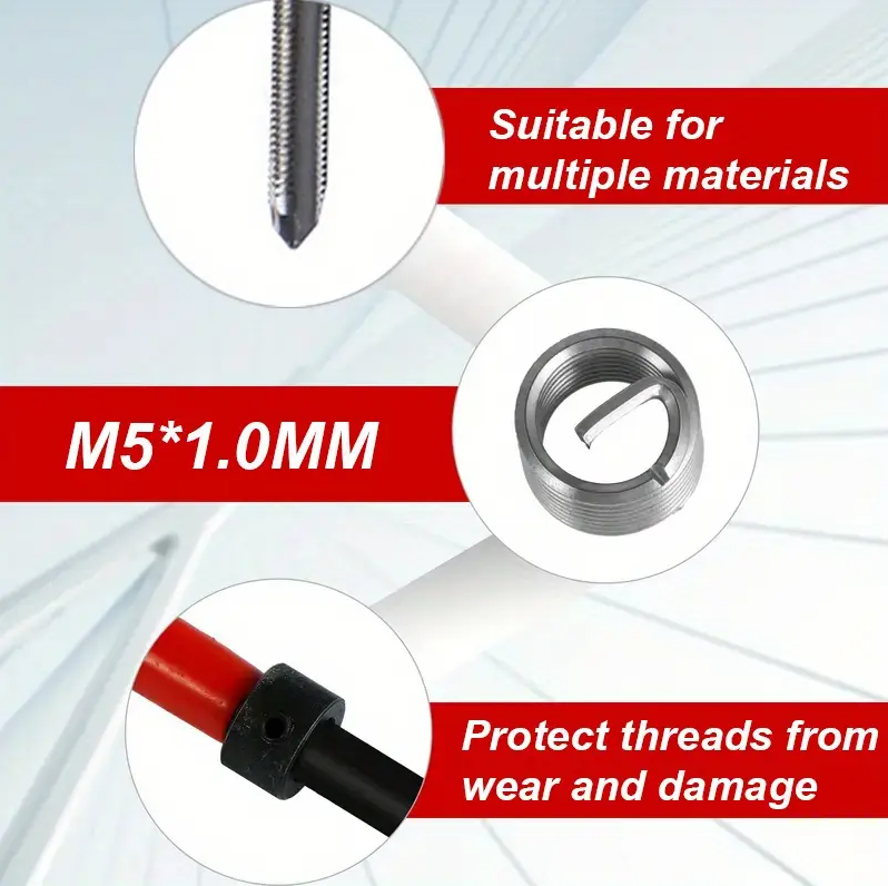 30PCS M5 Helicoil Type Insert Thread Repair Tool Kit