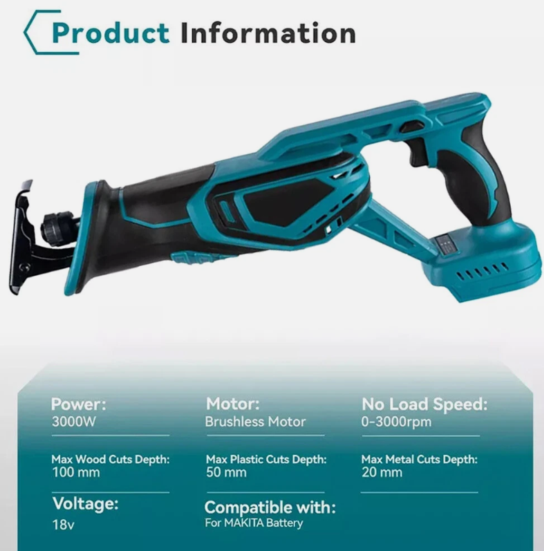 Saber Saw Reciprocating Saw Fits 18V Makita Battery - salelink.co.nz