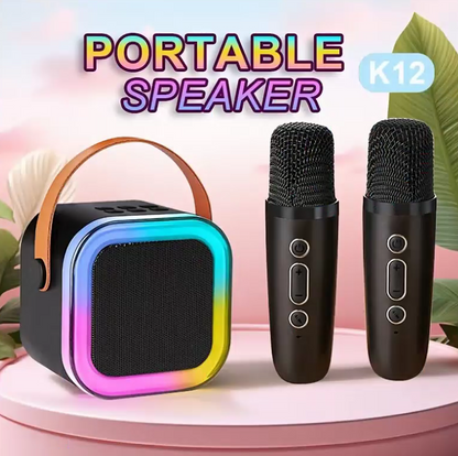 Bluetooth Singing Speaker Karaoke Player with 2 Wireless Microphones - salelink.co.nz