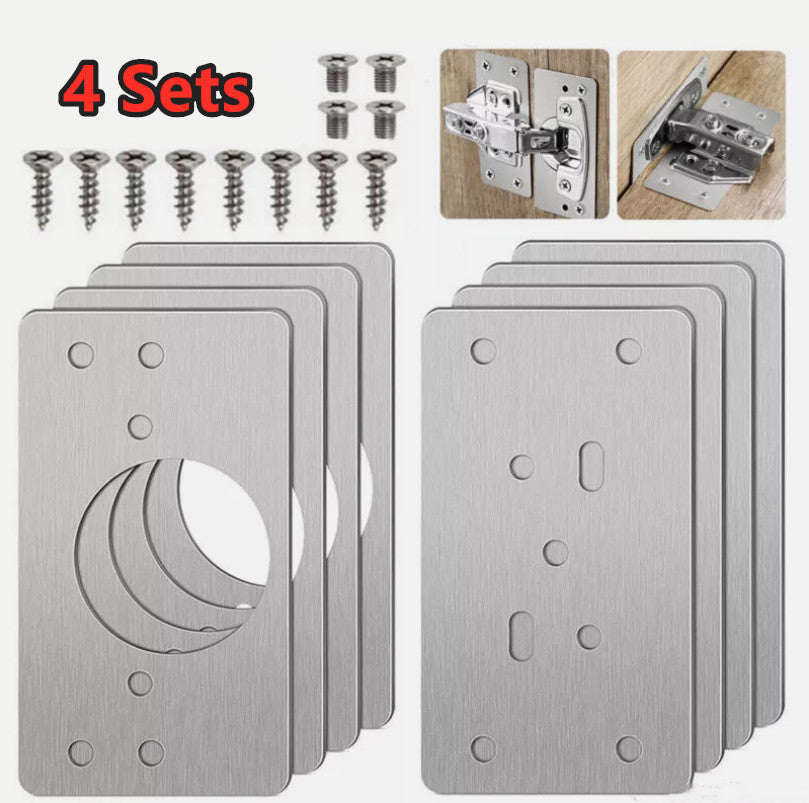 8PCS Cabinet Door Hinge Repair Plate with Screws - salelink.co.nz