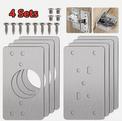 8PCS Cabinet Door Hinge Repair Plate with Screws - salelink.co.nz