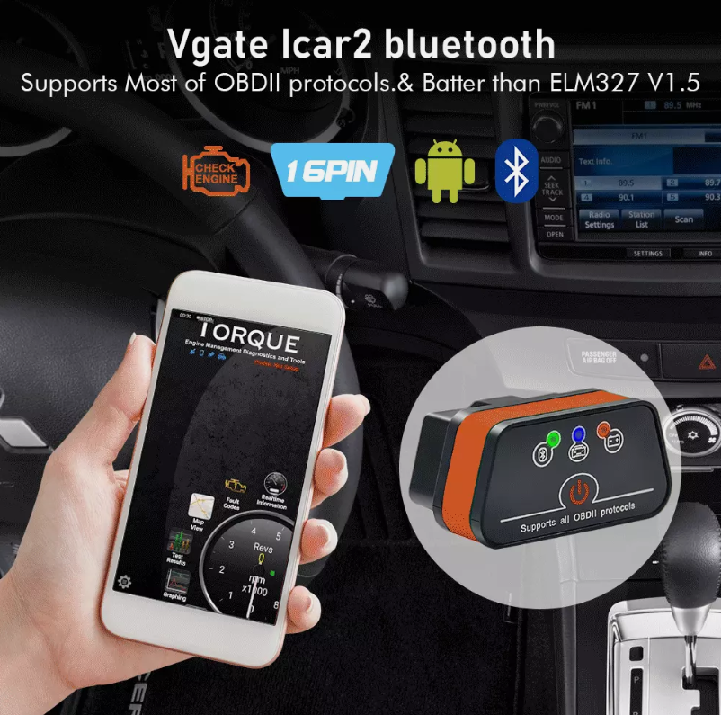 Auto Diagnostic Scanner Vgate Icar 2 Bluetooth ELM327 OBD2 Auto Diagnostic Tool - salelink.co.nz