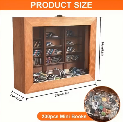 Anxiety Bookshelf Miniature Display Shelf,Contains 200 Miniature Book Models