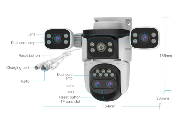 Outdoor Security Camera Four Lens - salelink.co.nz