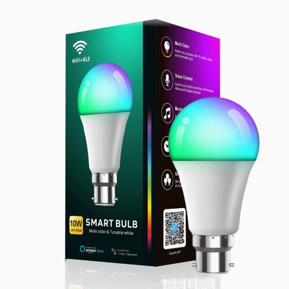 10W B22 WiFi Bluetooth Smart Bulb RGB Voice Control